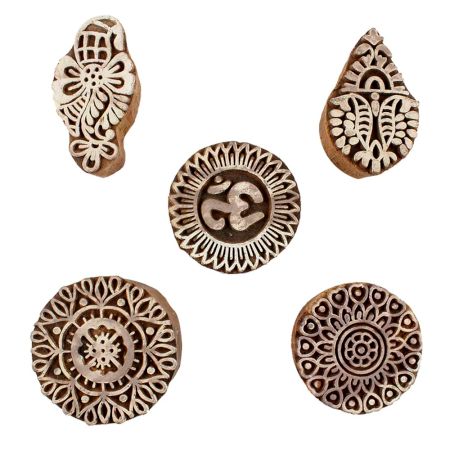 Set of 5 Piece New Mix Wooden Printing Blocks